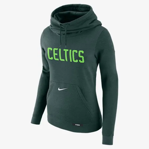 Boston Celtics Club City Edition женская Nike NBA Fleece Funnel-Neck Толстовка с капюшоном цвет зеленый