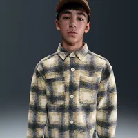 Nike SB Big детские Long-Sleeve Button Down Shirt цвет коричневый