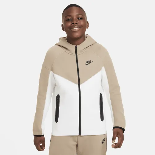Nike Sportswear Tech Fleece Big детские (для мальчиков) Full-Zip Толстовка с капюшоном (Extended Size) цвет белый