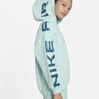 Nike Air Club Fleece Big дитячі (Girls') оверсайз Full-Zip Толстовка з капюшоном колір зелений
