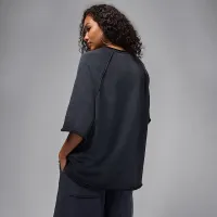 Nike Jordan Flight Fleece жіноча оверсайз Short-Sleeve French Terry Top колір чорний