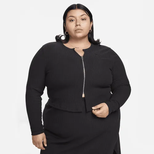 Nike Sportswear Chill Rib женская Slim Full-Zip Cardigan (большие размеры) цвет черный