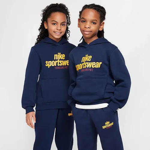Nike Sportswear Club Fleece Big детские Толстовка с капюшоном синий