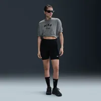Nike Sportswear Collection жіноча Crew-Neck Short-Sleeve Cropped French Terry Top колір сірий