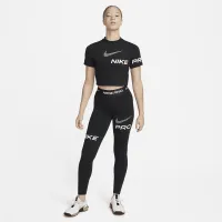Nike Pro женская Mid-Rise Full-Length Graphic тренировочные лосины цвет черный