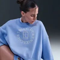 NikeCourt Heritage Phoenix Fleece женская Over-оверсайз Crew-Neck свитшот синий