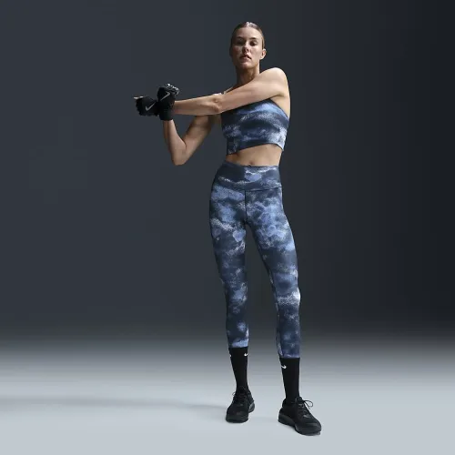 Nike One женская С высокой Талией 7/8 Printed лосины синий