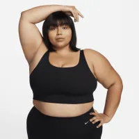 Nike Zenvy Rib женская Light-Support Non-Padded Longline Sports Bra (большие размеры) цвет черный