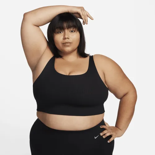 Nike Zenvy Rib женская Light-Support Non-Padded Longline Sports Bra (большие размеры) цвет черный