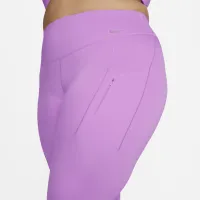 Nike Go женская Firm-Support С высокой Талией Cropped лосины с карманами(большие размеры) цвет фиолетовый