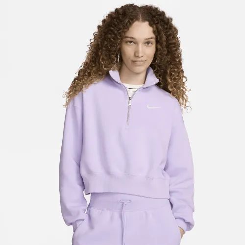 Nike Sportswear Phoenix Fleece женская 1/2-Zip Cropped свитшот цвет фиолетовый