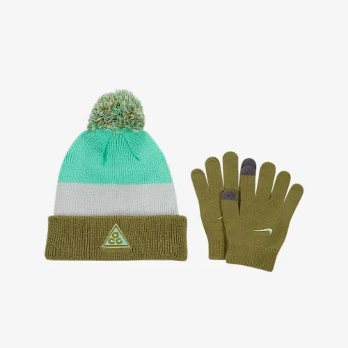 Nike Big детские ACG Pom Beanie набор цвет зеленый