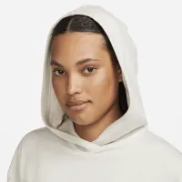 Nike Yoga Luxe женская Cropped Fleece Толстовка с капюшоном цвет коричневый
