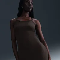 Nike Sportswear Chill Knit женская Tight Mini-Rib Tank Костюм цвет коричневый