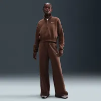 Nike Sportswear Phoenix Fleece женская 1/4-Zip Cropped свитшот цвет коричневый