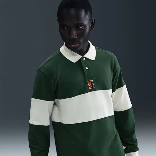 NikeCourt Heritage мужские Tennis Long-Sleeve Polo цвет зеленый