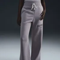 Nike Sportswear Phoenix Fleece женская С высокой Талией Wide-Leg Logo Pants цвет серый