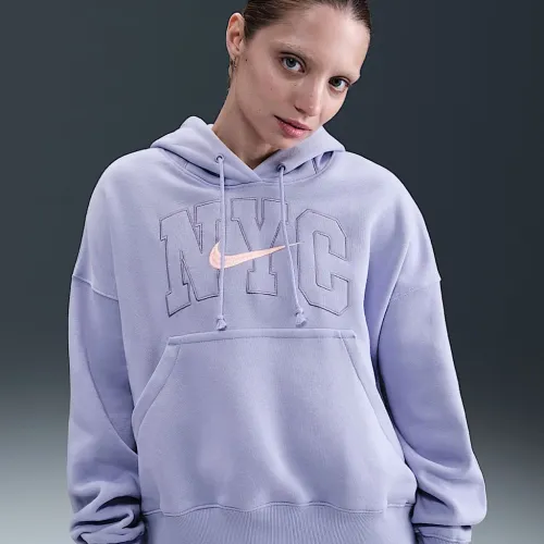 Nike Sportswear Phoenix Fleece жіноча Over-оверсайз Толстовка з капюшоном колір фіолетовий