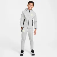 FC Barcelona Tech Fleece Big детские (для мальчиков) Nike Soccer Full-Zip Толстовка с капюшоном цвет серый