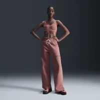 Nike Sportswear Phoenix Fleece женская С высокой Талией Wide-Leg Logo Pants Pink