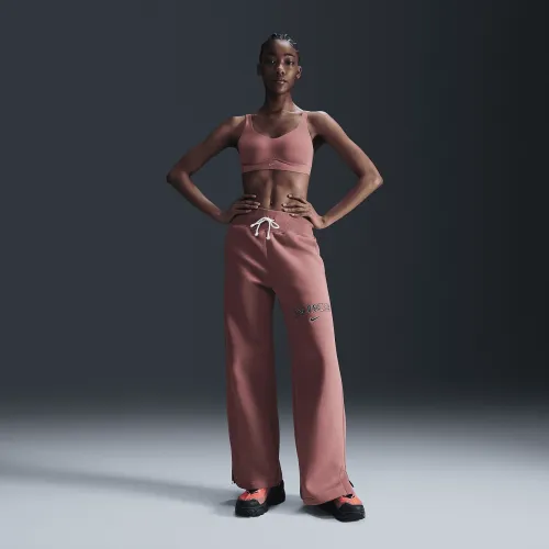 Nike Sportswear Phoenix Fleece женская С высокой Талией Wide-Leg Logo Pants Pink
