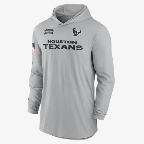 Houston Texans Salute to Service Edge Mascot Lockup Men’s Nike Dri-FIT NFL Long-Sleeve Hooded Top колір сірий