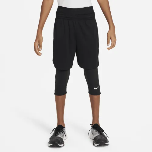 Nike Pro Dri-FIT Big дитячі (для хлопчиків) 3/4-Length Tights колір чорний