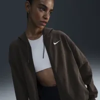 Nike Sportswear женская оверсайз Jersey Full-Zip Толстовка с капюшоном цвет коричневый