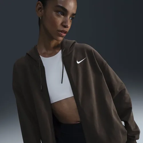 Nike Sportswear женская оверсайз Jersey Full-Zip Толстовка с капюшоном цвет коричневый