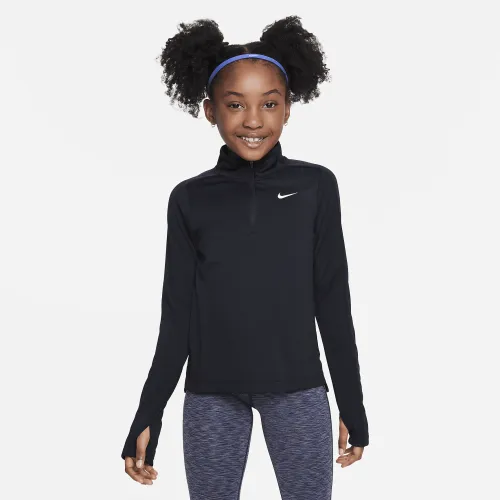 Nike Girls' Dri-FIT Long-Sleeve 1/4-Zip Top цвет черный