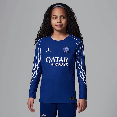 Nike Paris Saint-Germain 2024/25 Match Fourth Big детские Jordan Dri-FIT ADV Soccer Authentic Long-Sleeve Jersey синий