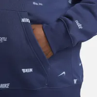 Nike Club Fleece мужские Allover Print Pullover Толстовка с капюшоном синий