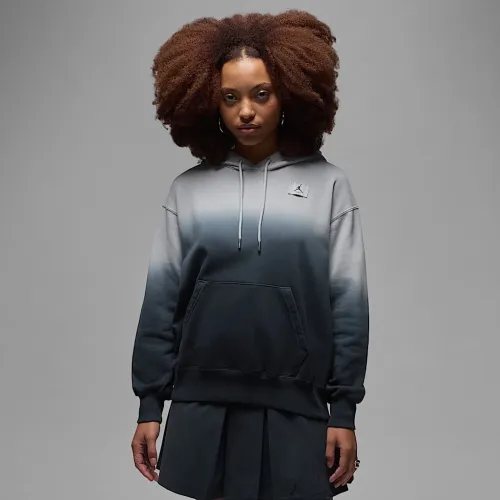 Nike Jordan Flight Fleece женская Satin-Lined Pullover Толстовка с капюшоном цвет серый