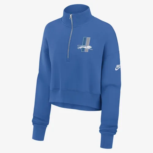 Detroit Lions Rewind Phoenix женская Nike NFL Cropped 1/4-Zip Crew синий