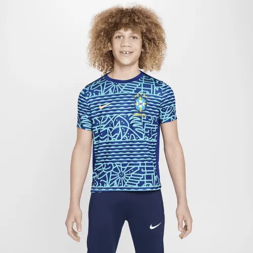 Brazil Academy Pro Big детские Nike Dri-FIT Soccer Pre-Match Short-Sleeve Top синий