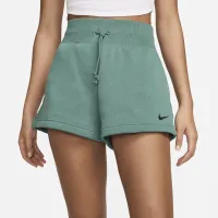 Nike Sportswear Phoenix Fleece женская С высокой Талией Loose шорты цвет зеленый