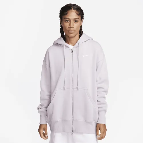 Nike Sportswear Phoenix Fleece женская оверсайз Full-Zip Толстовка с капюшоном цвет фиолетовый
