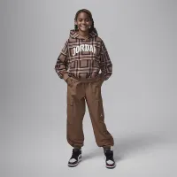 Nike Jordan Brooklyn Essentials Big детские Plaid Print Pullover Толстовка с капюшоном цвет коричневый