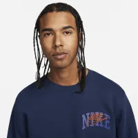 Nike Club Fleece мужские Long-Sleeve Crew-Neck свитшот синий