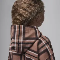 Nike Jordan Brooklyn Essentials Little детские Plaid Print Pullover Толстовка с капюшоном цвет коричневый