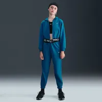 Nike Pro Fleece Big дитячі (Girls') Dri-FIT Full-Zip Толстовка з капюшоном блакитний