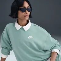 Nike Sportswear Club Fleece женская Loose Crew-Neck свитшот цвет зеленый