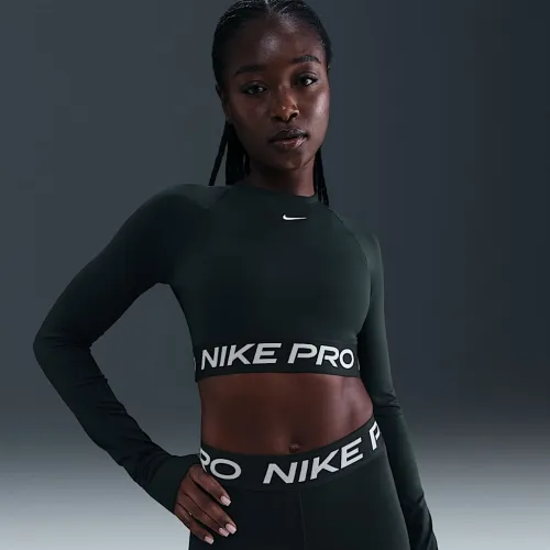 Nike Pro жіноча Dri-FIT Cropped Long-Sleeve Top колір зелений