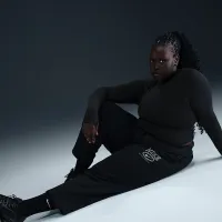 Nike Sportswear Club Fleece женская Mid-Rise Wide-Leg Graphic Pants (большие размеры) цвет черный