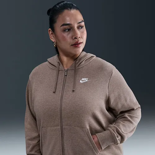 Nike Sportswear Club Fleece женская Full-Zip Толстовка с капюшоном (большие размеры) цвет коричневый