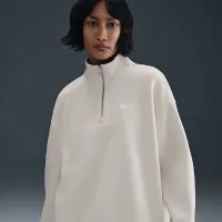 Nike Sportswear Phoenix Fleece женская оверсайз 1/4-Zip Long свитшот цвет коричневый