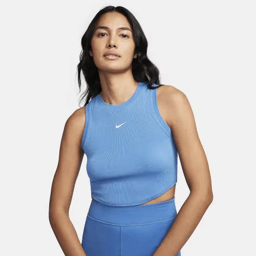 Nike Sportswear Chill Knit женская Tight Cropped Mini-Rib Tank Top синий