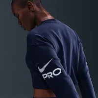 Nike Pro женская Dri-FIT Loose Crew-Neck French Terry свитшот синий