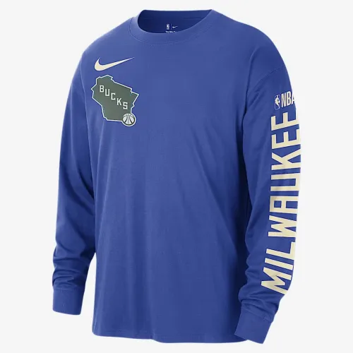 Milwaukee Bucks Courtside City Edition чоловічі Nike NBA Max90 Long-Sleeve футболка блакитний