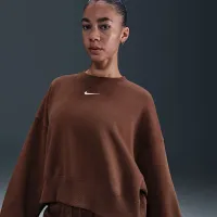 Nike Sportswear Phoenix Fleece жіноча Over-оверсайз Crew-Neck світшот колір коричневий